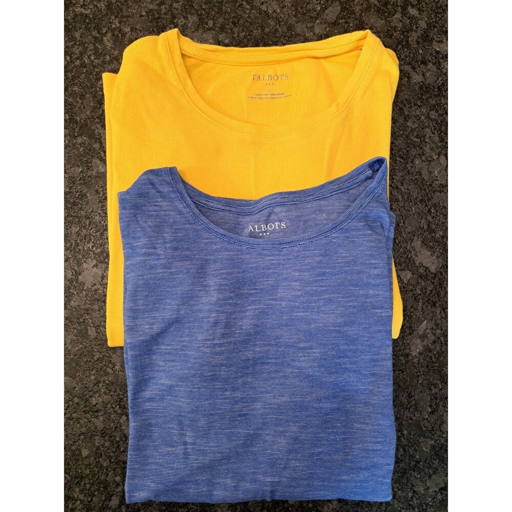 Talbots Long Sleeve T-shirt Lot of 2 Yellow & Heathered Blue Women's Size Small